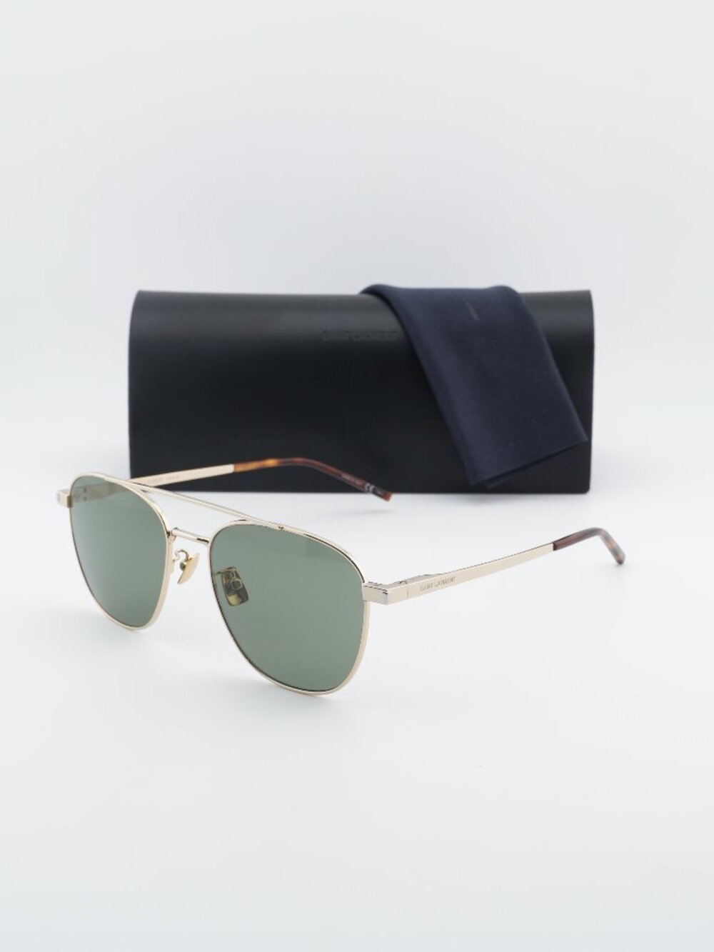 Saint Laurent SL531 011 Aviator Sunglasses - Gold / Green